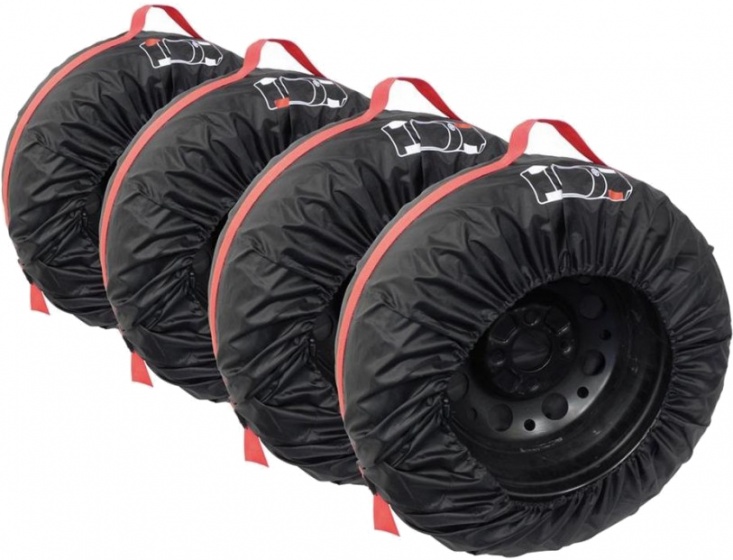 Carpoint tire covers black, plastic, for 13-16 inch tires, set of 4