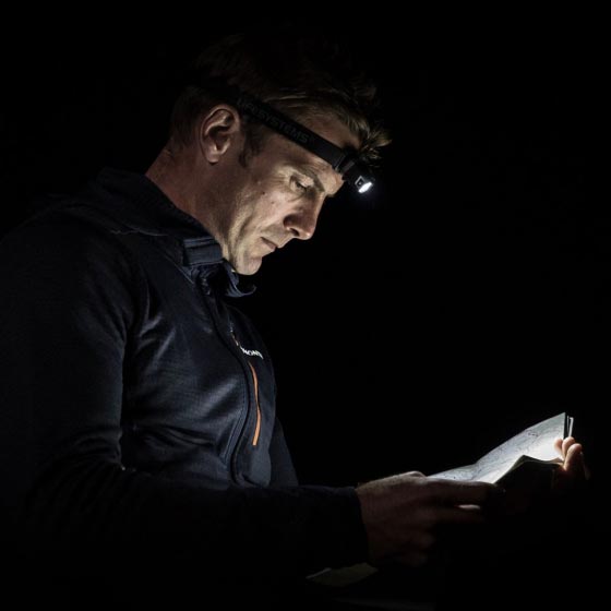 Lifesystems LED Headlamp, black, made of aluminum and spandex, 155 lumens, batteries included