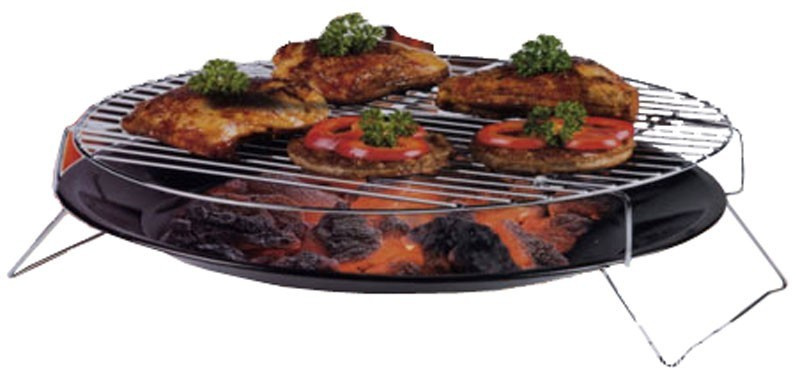 BBQ Collection grill tray black, made of chrome & steel, with grate, approx. 36 cm