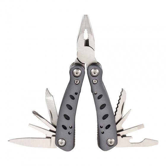 Herbertz Multitool, gray, made of aluminum, approx. 11 cm, includes pouch