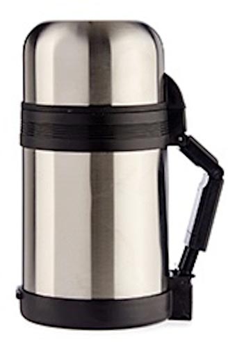 TOM Silver Stainless Steel Thermos, 800 ml, approx. 12 x 10 x 20 cm