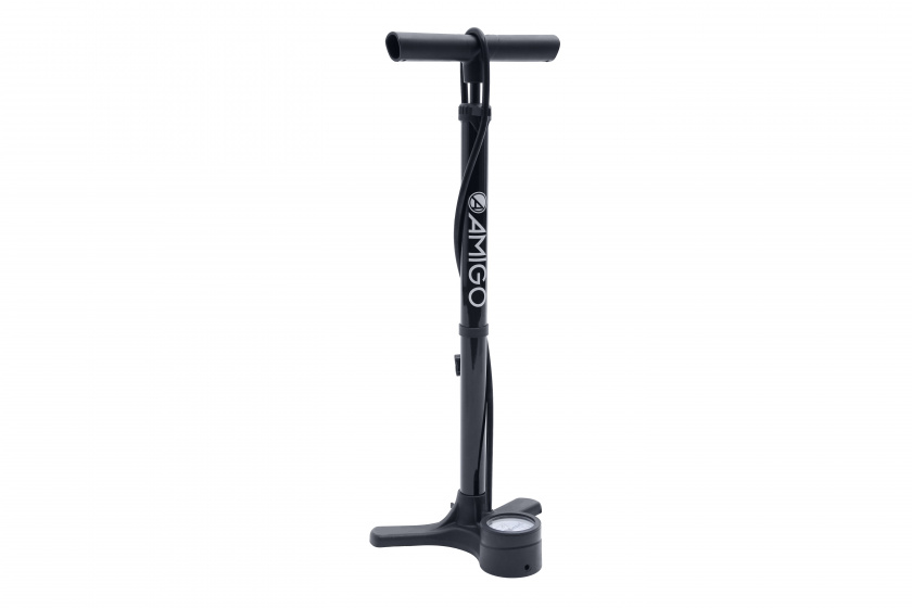 AMIGO floor pump M3, made of steel, with pressure gauge, up to approx. 11 bar, approx. 64 cm