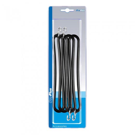 ProPlus black elastic straps, with S-hooks, approx. 20 cm, set of 4