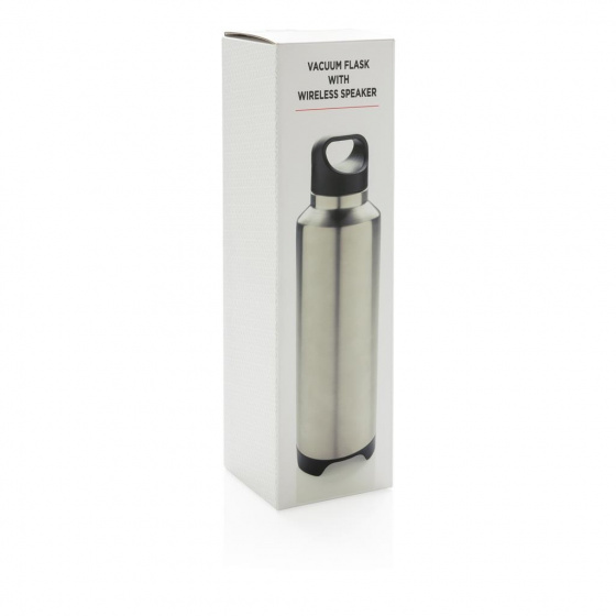 XD Collection Thermos, gray, stainless steel, with Bluetooth speaker, 500 ml, approx. 27 x 8 cm