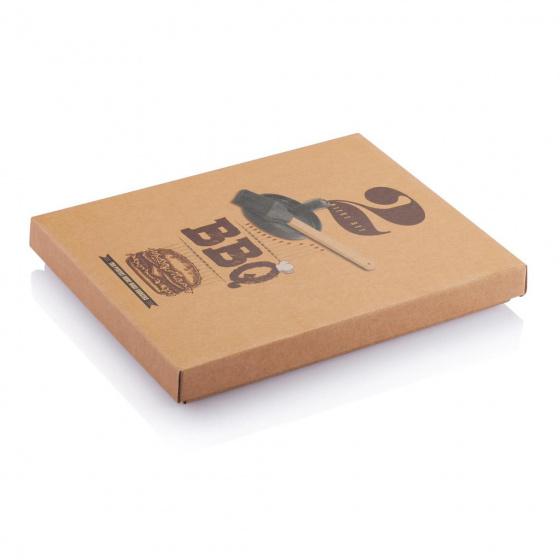 XD Collection BBQ Burger Set, black, made of aluminum and wood, approx. 29 x 4 x 23 cm, 2-piece set