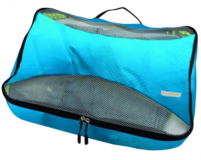 TravelSafe Luggage Bag Set, Blue, Made of Ripstop and Polyester, 3-Piece Set