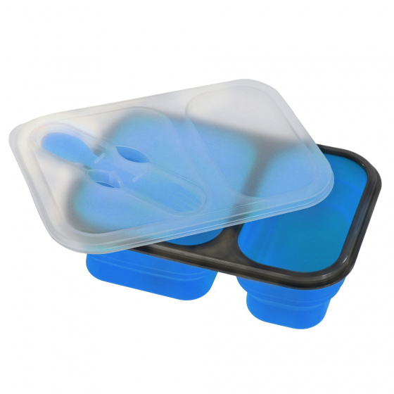 Regatta lunch box set blue, made of silicone & PP plastic, with spoon, 3 pcs