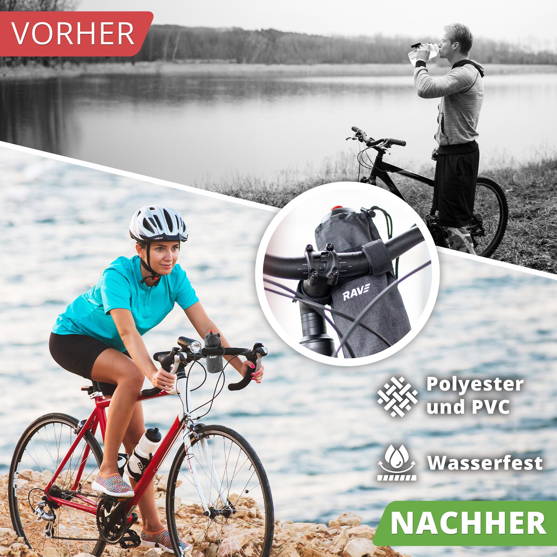 RAVE Handlebar Bottle Cage, Water Bottle Holder for Bicycles &amp; E-Bikes - Gray