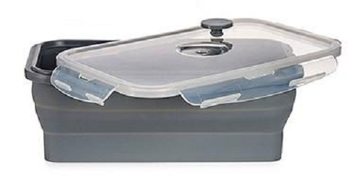 Arte Regal food container gray, made of plastic & silicone, stackable & foldable, microwaveable