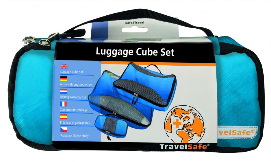 TravelSafe Luggage Bag Set, Blue, Made of Ripstop and Polyester, 3-Piece Set