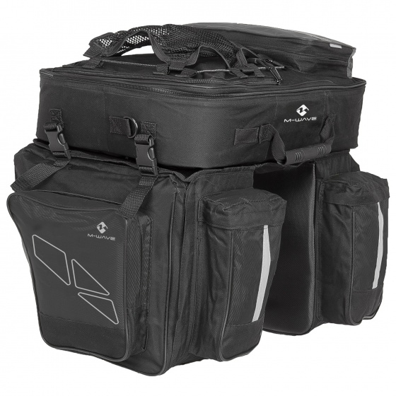 M-Wave double luggage carrier bag Amsterdam Triple black, made of polyester, 96 liters, approx. 34 x 32 x 17 cm