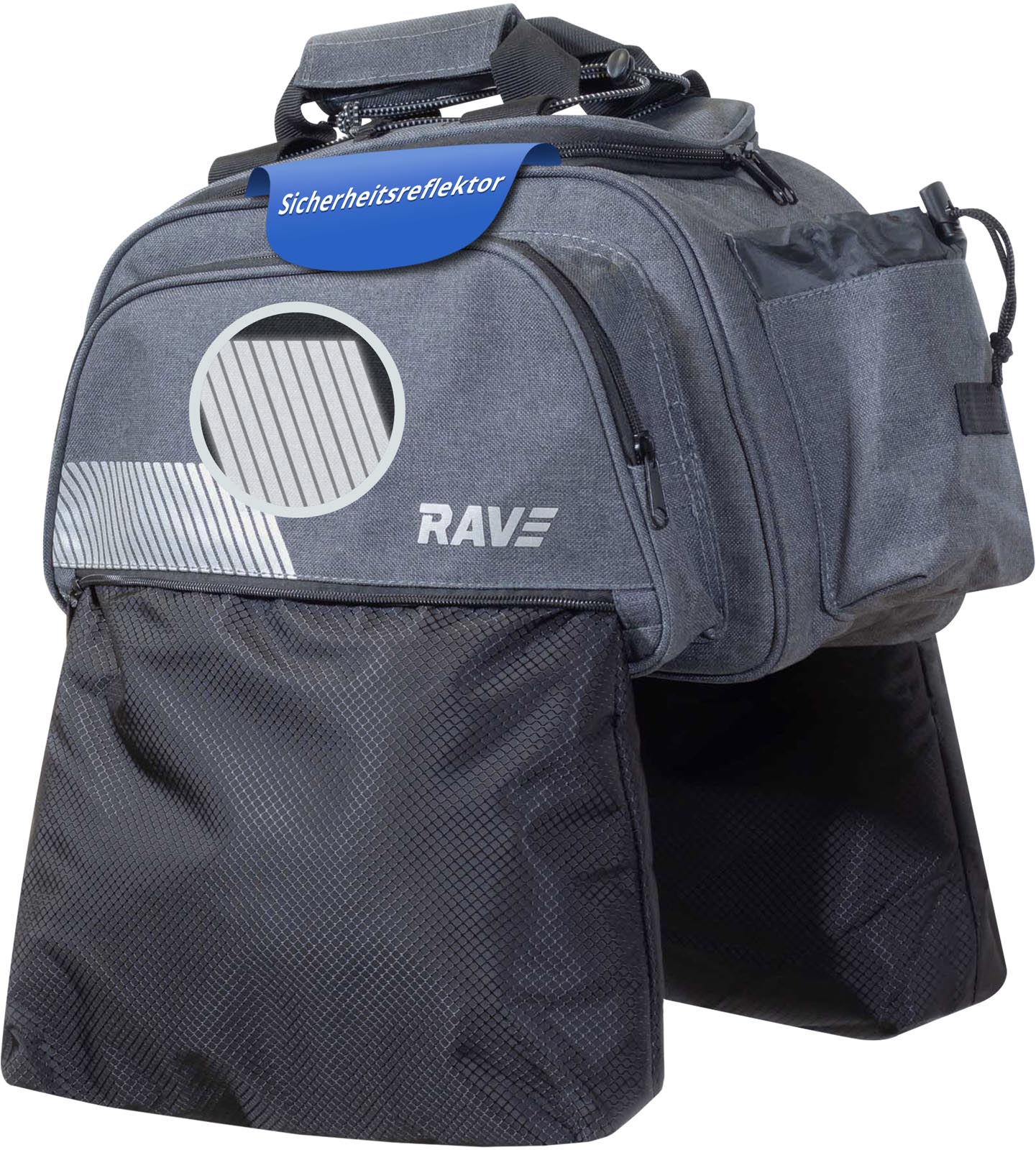 RAVE Pannier Bag - with an insulated compartment (approx. 5 liters) and 2 outer pockets (6 liters each) - Gray